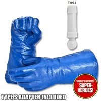 Superhero Light Blue Gloved Hands for Type S Male 8” Action Figure