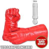 Superhero Red Gloved Hands for Type S Male 8” Action Figure