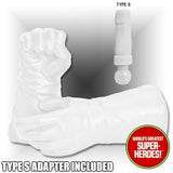 Superhero White Gloved Hands for Type S Male 8” Action Figure