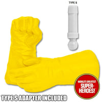 Superhero Yellow Gloved Hands for Type S Male 8” Action Figure